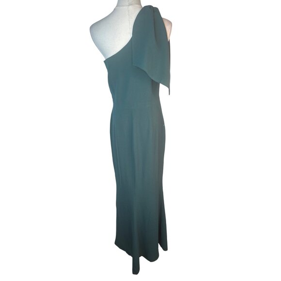 Dress The Population One-Shoulder Medium Forest Green Maxi Dress Polyester Blend - Picture 3 of 14